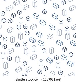 Dark Pink, Blue vector seamless, isometric pattern in square style. Glitter abstract illustration with rectangular shapes. Texture for window blinds, curtains.