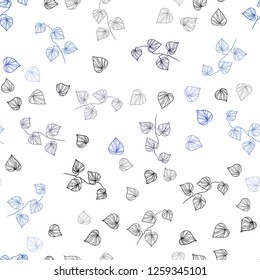 Dark Pink, Blue vector seamless abstract pattern with leaves. Decorative illustration with doodles on abstract template. Pattern for design of fabric, wallpapers.