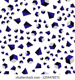 Dark Pink, Blue vector seamless, isometric backdrop with lines, rhombus. Abstract gradient illustration with triangles, cubes. Texture for window blinds, curtains.