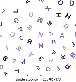 Dark Pink, Blue vector seamless pattern with ABC symbols. Colored alphabet signs with gradient on white background. Template for business cards, websites.