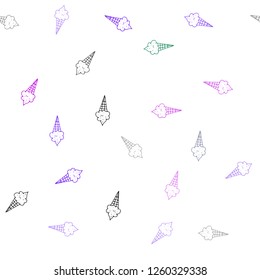 Dark Pink, Blue vector seamless background with ice-cream cones. Decorative design of ice-cream cones in doodle style. Doodle design for your business advert of cafes.