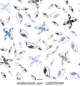 Dark Pink, Blue vector seamless elegant background with leaves. leaves on blurred abstract background with gradient. Pattern for design of window blinds, curtains.