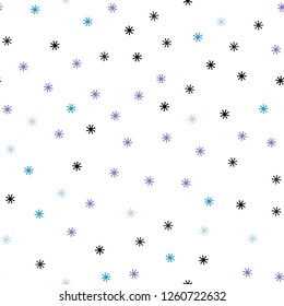 Dark Pink, Blue vector seamless cover with beautiful snowflakes. Shining colorful illustration with snow on abstract template. Design for textile, fabric, wallpapers.