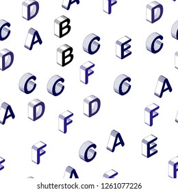 Dark Pink, Blue vector seamless backdrop with 3D english symbols. Abstract illustration with 3D ABC symbols. Template for business cards, websites.