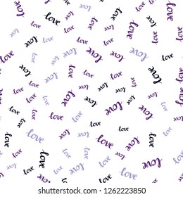 Dark Pink, Blue vector seamless backdrop with phrase LOVE YOU. Colorful illustration with quote LOVE YOU in celebration style. Pattern for trendy fabric, wallpapers.