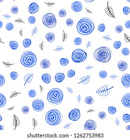 Dark Pink, Blue vector seamless doodle backdrop with leaves and flowers. Creative illustration in blurred style with leaves, flowers. Design for wallpaper, fabric makers.