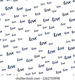 Dark Pink, Blue vector seamless texture with words LOVE YOU. Illustration with phrase LOVE YOU for valentine's day. Pattern for trendy fabric, wallpapers.