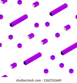 Dark Pink, Blue vector seamless, isometric texture in rectangular style. Beautiful illustration with rectangles and squares. Pattern for trendy fabric, wallpapers.