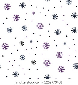Dark Pink, Blue vector seamless template with ice snowflakes. Shining colorful illustration with snow on abstract template. Pattern for design of fabric, wallpapers.