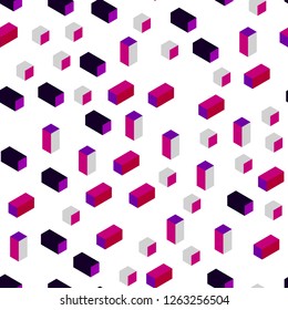 Dark Pink, Blue vector seamless, isometric texture in rectangular style. Abstract gradient illustration with rectangles. Texture for window blinds, curtains.