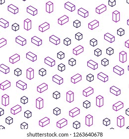 Dark Pink, Blue vector seamless, isometric pattern in square style. Decorative design in abstract style with rectangles. Design for textile, fabric, wallpapers.