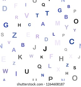 Dark Pink, Blue vector seamless background with signs of alphabet. Colored alphabet signs with gradient on white background. Texture for window blinds, curtains.
