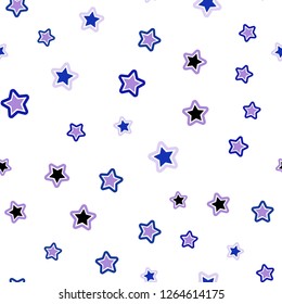 Dark Pink, Blue vector seamless template with sky stars. Glitter abstract illustration with colored stars. Pattern for trendy fabric, wallpapers.