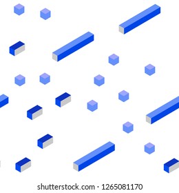 Dark Pink, Blue vector seamless, isometric texture in rectangular style. Illustration with set of colorful rectangles. Texture for window blinds, curtains.