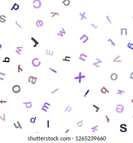 Dark Pink, Blue vector seamless backdrop with english symbols. Abstract illustration with colored latin alphabet. Template for business cards, websites.
