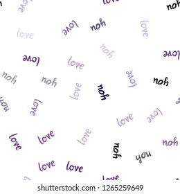 Dark Pink, Blue vector seamless pattern with phrase LOVE YOU. Illustration with colorful phrase LOVE YOU in romantic style. Design for wallpaper, fabric makers.