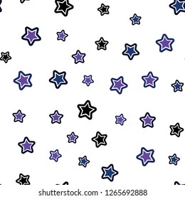 Dark Pink, Blue vector seamless background with colored stars. Stars on blurred abstract background with gradient. Texture for window blinds, curtains.