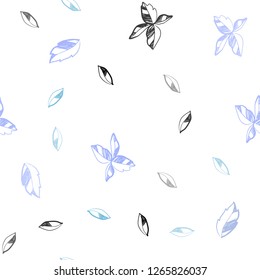 Dark Pink, Blue vector seamless doodle layout with leaves. Blurred decorative design in Indian style with leaves. Design for textile, fabric, wallpapers.