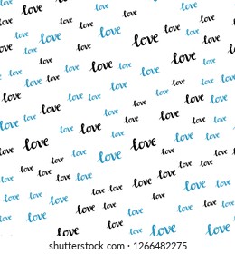 Dark Pink, Blue vector seamless background with words of love. Phrase LOVE YOU with colorful gradient in abstract style. Texture for window blinds, curtains.