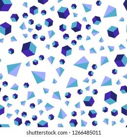 Dark Pink, Blue vector seamless, isometric pattern with polygonal style with cubes. Abstract illustration with colorful lines, cubes. Design for wallpaper, fabric makers.