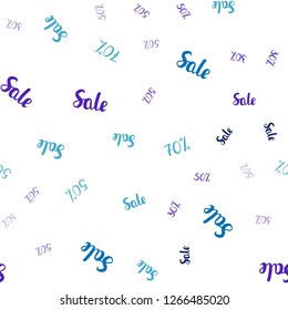 Dark Pink, Blue vector seamless layout with discount of 30, 50, 70%. Colorful set of  percentage signs in simple style. Backdrop for super sales on Black Friday.