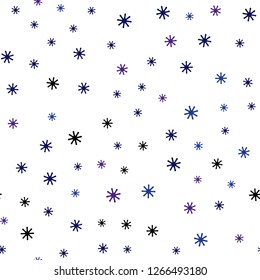 Dark Pink, Blue vector seamless background with xmas snowflakes. Colorful decorative design in xmas style with snow. Texture for window blinds, curtains.