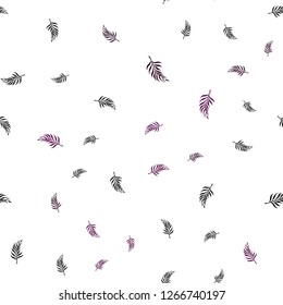 Dark Pink, Blue vector seamless doodle pattern with leaves. A vague abstract illustration with leaves in doodles style. Design for textile, fabric, wallpapers.