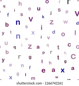Dark Pink, Blue vector seamless pattern with ABC symbols. Colored alphabet signs with gradient on white background. Design for textile, fabric, wallpapers.