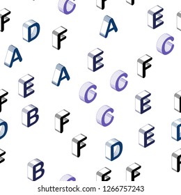 Dark Pink, Blue vector seamless background with 3D signs of alphabet. Shining colorful 3D illustration with isolated letters. Design for wallpaper, fabric makers.