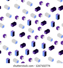 Dark Pink, Blue vector seamless, isometric cover in polygonal style. Beautiful illustration with rectangles and squares. Design for textile, fabric, wallpapers.