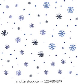 Dark Pink, Blue vector seamless cover with beautiful snowflakes. Colorful decorative design in xmas style with snow. Template for business cards, websites.