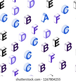 Dark Pink, Blue vector seamless background with 3D signs of alphabet. Colorful gradient design in 3D style with signs of alphabet. Template for business cards, websites.