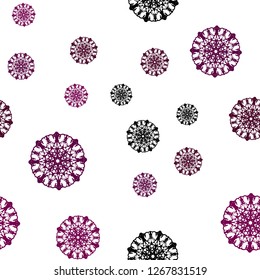 Dark Pink, Blue vector seamless cover with beautiful snowflakes. Glitter abstract illustration with crystals of ice. Trendy design for wallpaper, fabric makers.