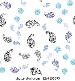 Dark Pink, Blue vector seamless doodle texture with leaves and flowers. Abstract illustration with leaves, flowers in doodles style. Template for business cards, websites.