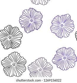 Dark Pink, Blue vector seamless doodle template with flowers. Flowers in natural style on white background. Pattern for trendy fabric, wallpapers.