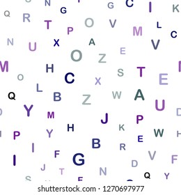 Dark Pink, Blue vector seamless texture with ABC characters. Modern geometrical illustration with ABC english symbols. Design for textile, fabric, wallpapers.