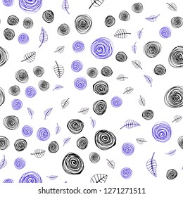 Dark Pink, Blue vector seamless doodle backdrop with leaves and flowers. An elegant bright illustration with leaves and flowers. Pattern for design of fabric, wallpapers.