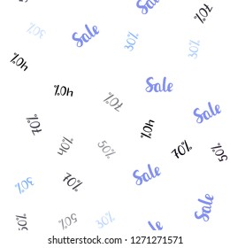 Dark Pink, Blue vector seamless cover with symbols of 30, 40, 50 % sales. Colored words of sales with gradient on white background. Pattern for ads, posters, banners of sales.