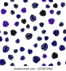 Dark Pink, Blue vector seamless doodle background with leaves. Glitter abstract illustration with doodles and leaves. Design for textile, fabric, wallpapers.