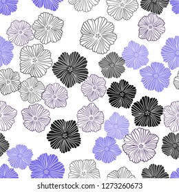 Dark Pink, Blue vector seamless elegant wallpaper with flowers. Flowers with gradient on white background. Design for wallpaper, fabric makers.
