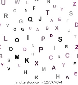 Dark Pink, Blue vector seamless backdrop with english symbols. Abstract illustration with colored latin alphabet. Design for wallpaper, fabric makers.