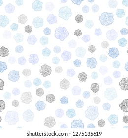 Dark Pink, Blue vector seamless doodle layout with flowers. Flowers in natural style on white background. Pattern for trendy fabric, wallpapers.