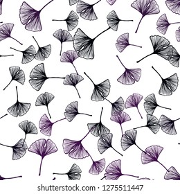 Dark Pink, Blue vector seamless doodle texture with leaves. Doodle illustration of leaves in Origami style with gradient. Design for textile, fabric, wallpapers.