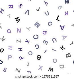 Dark Pink, Blue vector seamless texture with ABC characters. Shining colorful illustration with isolated letters. Texture for window blinds, curtains.