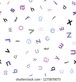 Dark Pink, Blue vector seamless layout with latin alphabet. Modern geometrical illustration with ABC english symbols. Pattern for trendy fabric, wallpapers.