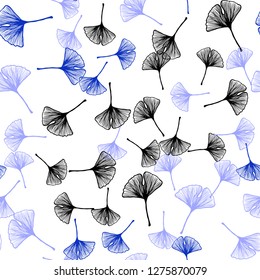 Dark Pink, Blue vector seamless doodle background with leaves. Doodle illustration of leaves in Origami style with gradient. Texture for window blinds, curtains.