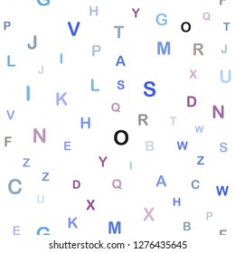 Dark Pink, Blue vector seamless pattern with ABC symbols. Colored alphabet signs with gradient on white background. Design for wallpaper, fabric makers.