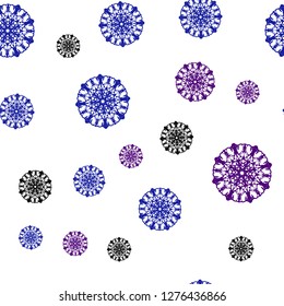 Dark Pink, Blue vector seamless texture with colored snowflakes. Shining colored illustration with snow in christmas style. Pattern for design of window blinds, curtains.