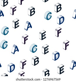 Dark Pink, Blue vector seamless layout with 3D latin alphabet. Abstract illustration with colorful 3D latin alphabet. Design for textile, fabric, wallpapers.