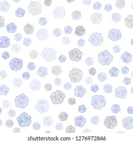 Dark Pink, Blue vector seamless abstract backdrop with flowers. Decorative design of flowers on white background. Template for business cards, websites.
